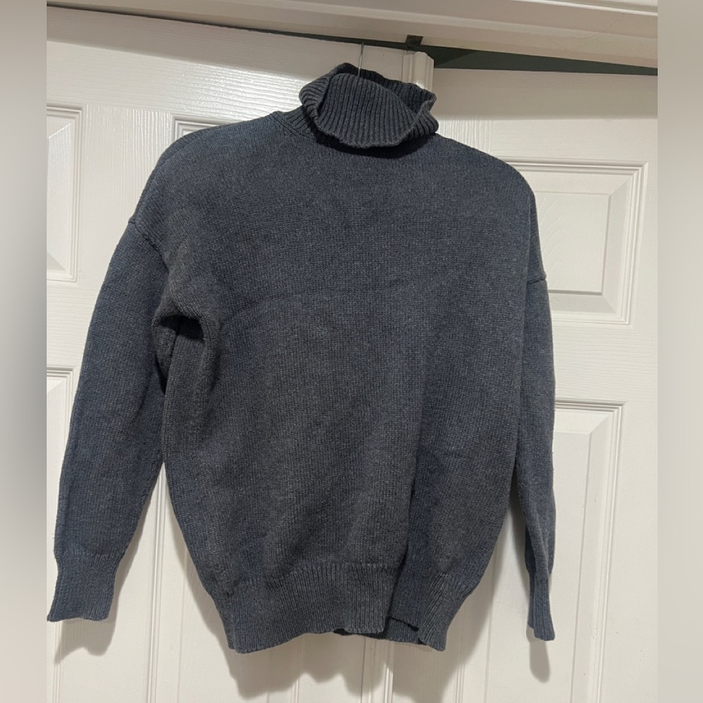 Madewell Ribbed Turtleneck Sweater Heather Graphite Gray Size Cozy Relaxed Small